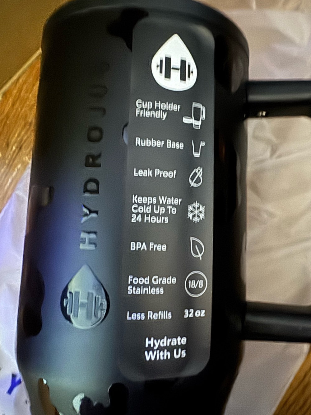 Hydrojug 32 ounce Black Leopard traveler tumbler NEW in box - Picture 3 of 9